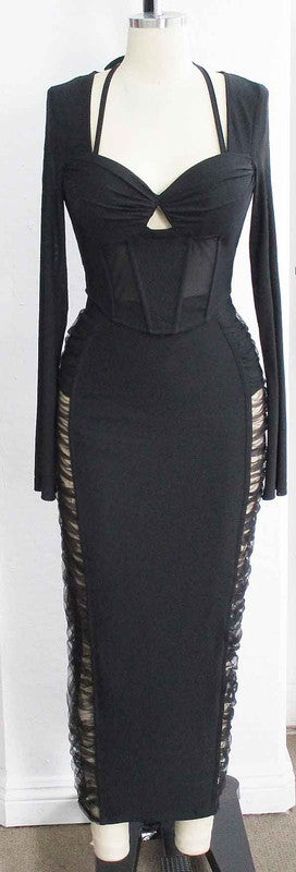 TWO PIECE MESH SET WITH TOP AND SKIRT