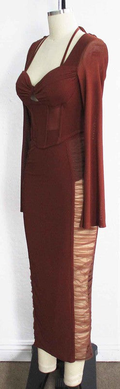 TWO PIECE MESH SET WITH TOP AND SKIRT