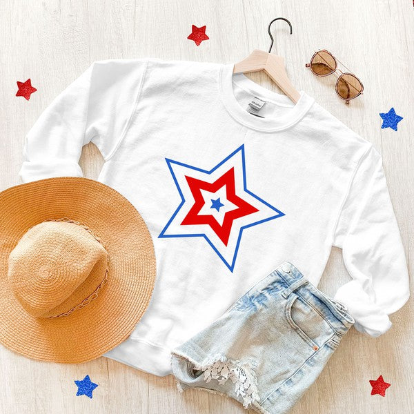 Patriotic Three Star Graphic Sweatshirt