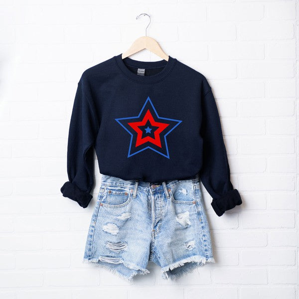 Patriotic Three Star Graphic Sweatshirt