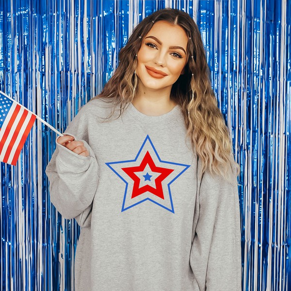 Patriotic Three Star Graphic Sweatshirt