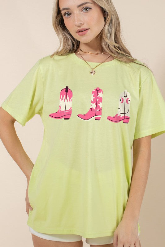 PINK WESTERN BOOTS GRAPHIC TEES