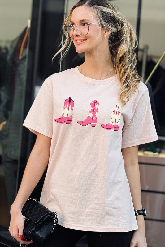 PINK WESTERN BOOTS GRAPHIC TEES