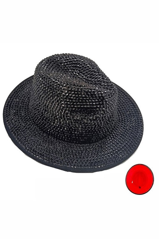 Bling Chip Stone 2 Tone Fedora Hat