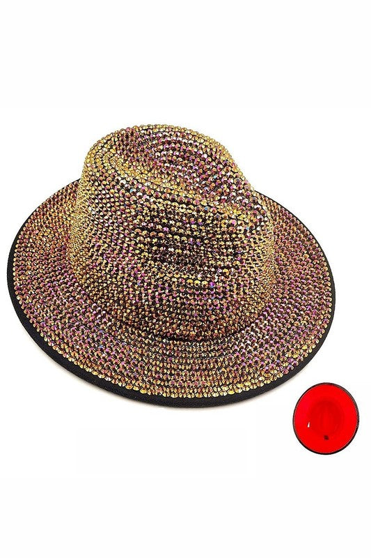 Bling Chip Stone 2 Tone Fedora Hat