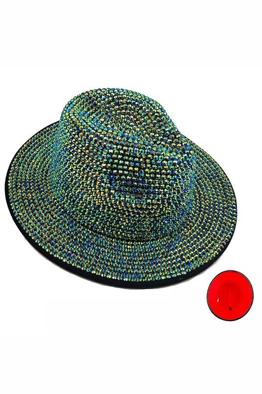 Bling Chip Stone 2 Tone Fedora Hat