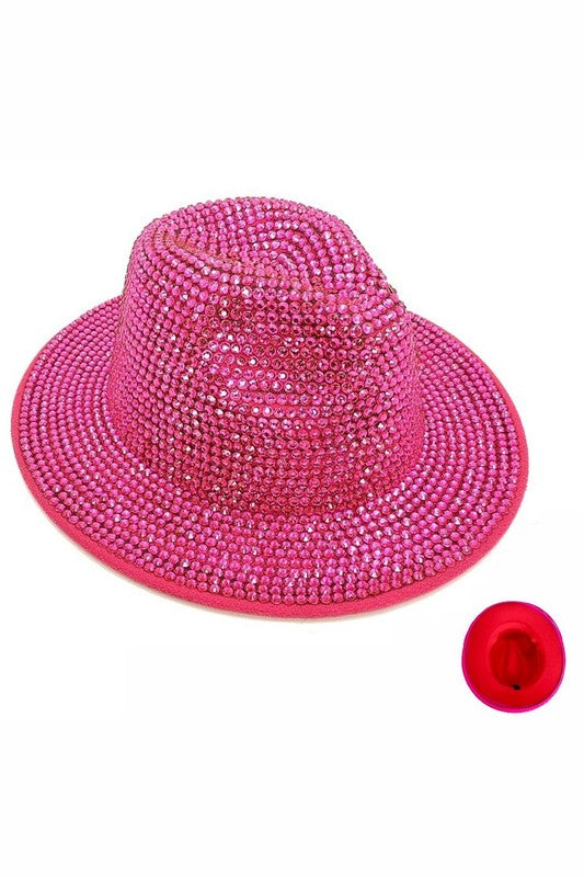 Bling Chip Stone 2 Tone Fedora Hat