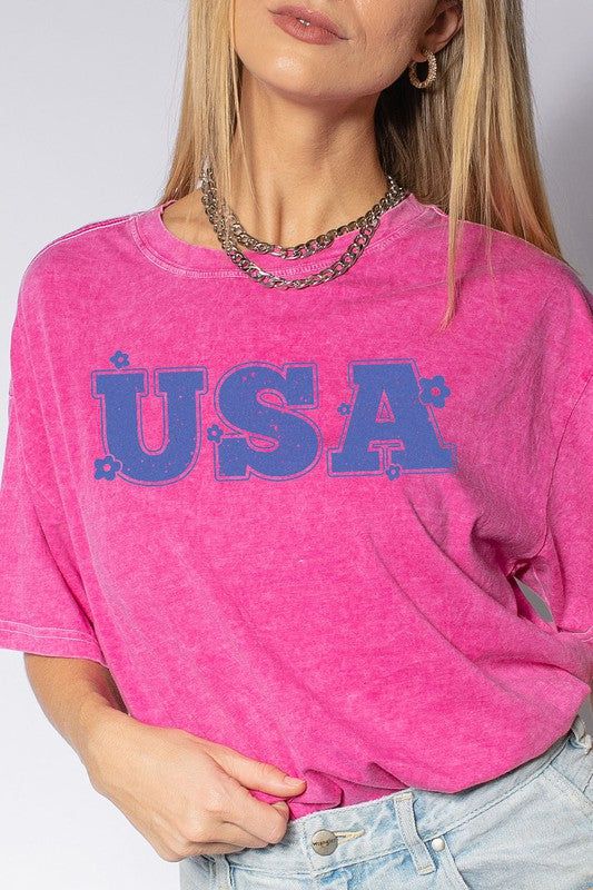 MINERAL WASHED USA VINTAGE GRAPHIC TEE
