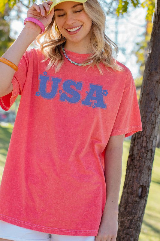 MINERAL WASHED USA VINTAGE GRAPHIC TEE