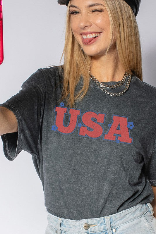 MINERAL WASHED USA VINTAGE GRAPHIC TEE