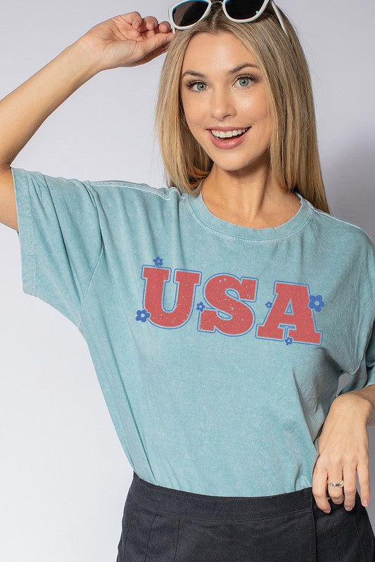 MINERAL WASHED USA VINTAGE GRAPHIC TEE
