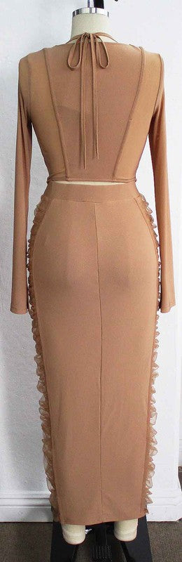 TWO PIECE MESH SET WITH TOP AND SKIRT