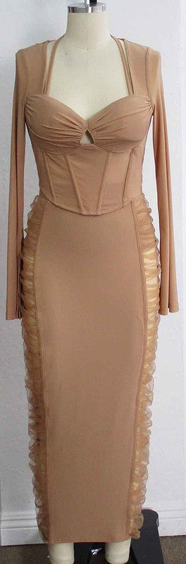TWO PIECE MESH SET WITH TOP AND SKIRT