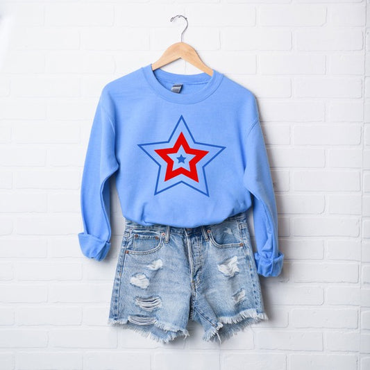Patriotic Three Star Graphic Sweatshirt
