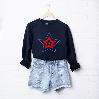 Patriotic Three Star Graphic Sweatshirt