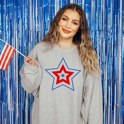 Patriotic Three Star Graphic Sweatshirt
