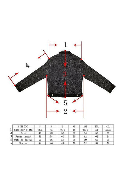 Bling Chip Rhinestone Attached Light Denim Jacket