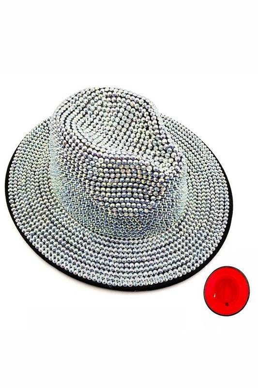 Bling Chip Stone 2 Tone Fedora Hat