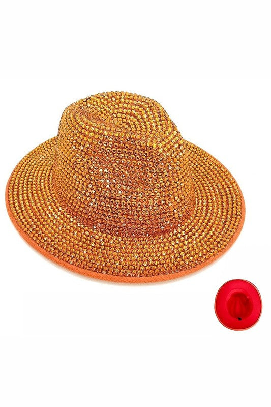 Bling Chip Stone 2 Tone Fedora Hat