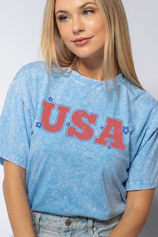 MINERAL WASHED USA VINTAGE GRAPHIC TEE