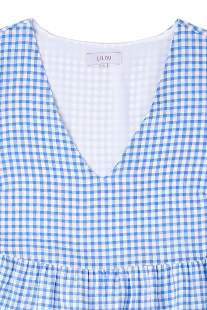 Gingham checked tiered dress